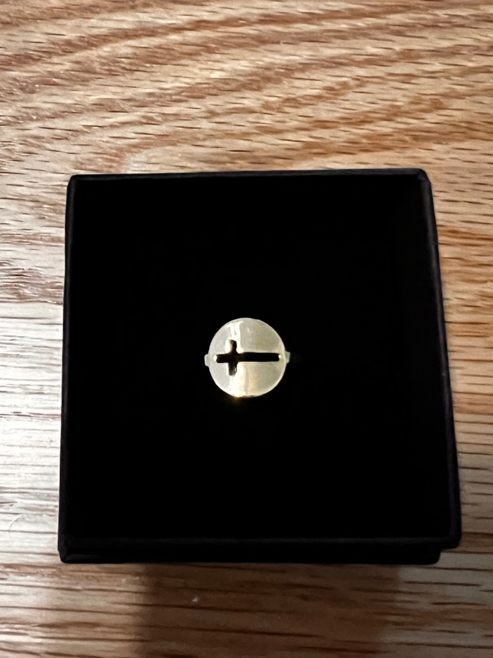 14k gold Cross Circle Ring